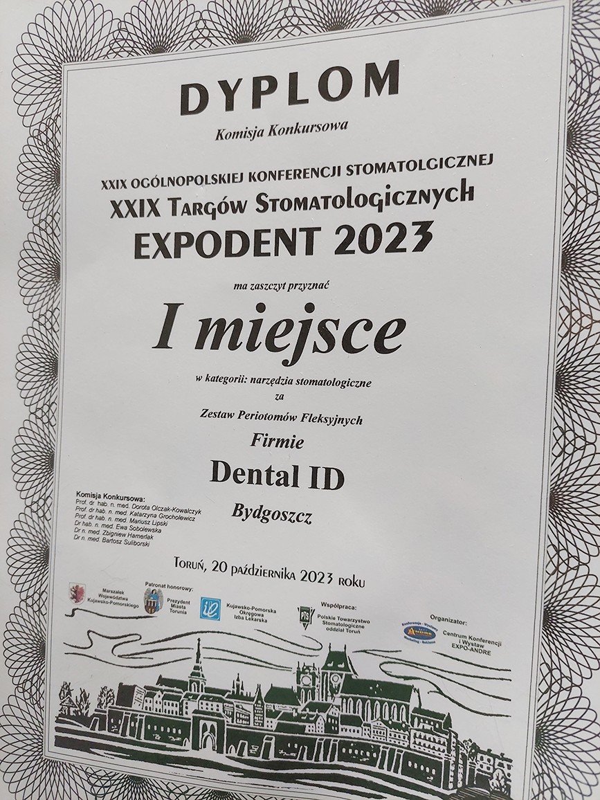 Pierwsze miejsce w konkursie Expodent w kategorii zestaw narzędzi Dental ID